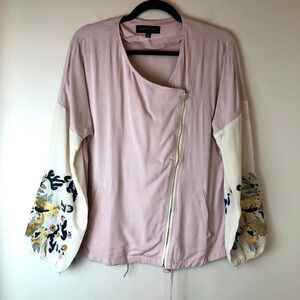 English Rose | Embroidered Sleeve Bomber Jacket